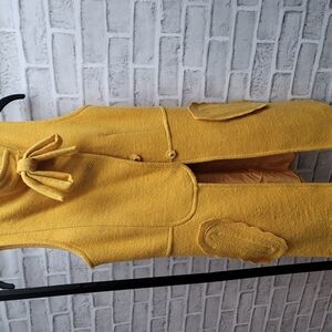 Vintage Yellow Sleeveless Wool Vest with Bow Detail